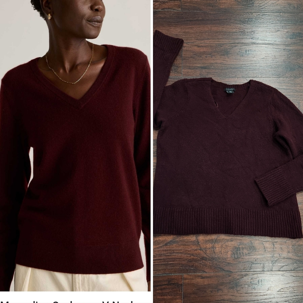 Tahari Deep Burgundy V-Neck Sweater - Picture 1 of 7